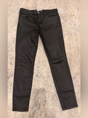 Current/Elliott Black Coated Skinny Jeans